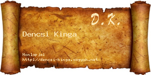 Dencsi Kinga névjegykártya